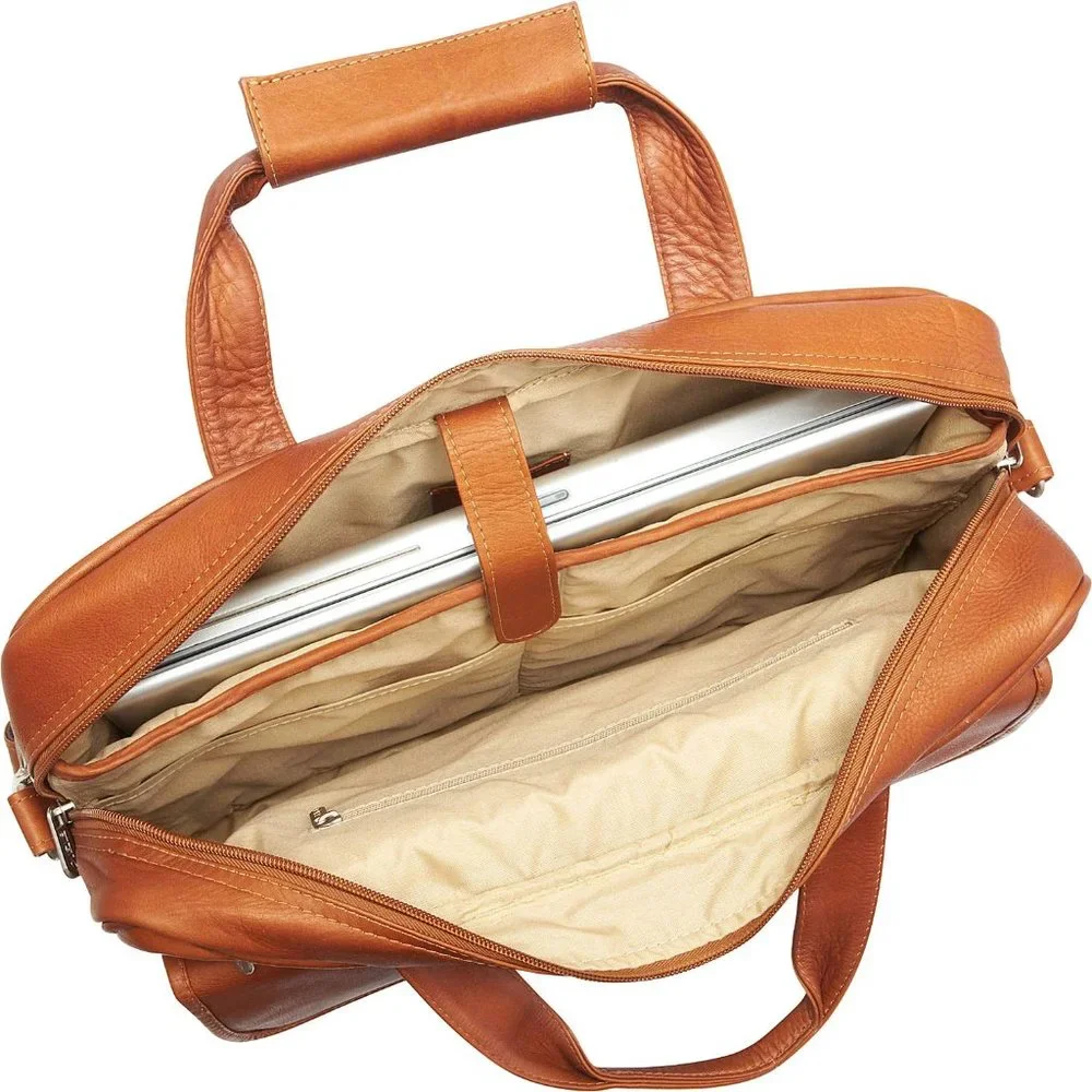 Piel Leather Slim Top-Zip Laptop Briefcase 3002